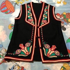 Vintage felt and embroidered hippie vest